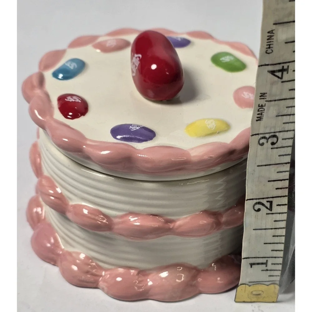 Jelly Belly Ceramic Birthday Cake Jelly Bean Pink Candy or Trinket Box